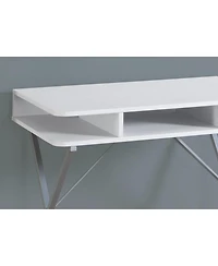 Modern Computer Desk with Sleek Metal Frame and Wood Top