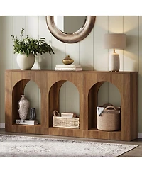 Tribesigns 70.9" White Console Table with Storage, Wood Entryway Entry 3 Arched Shelves, Behind Couch Sofa, Narrow Long