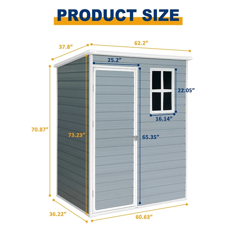 5x3ft Resin Outdoor Storage Shed Kit-Perfect to Store Patio Furniture