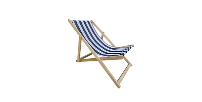 Populus Wood Sling Chair Blue Stripe Broad Blue Stripe Folding Chaise Lounge Chair