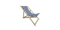 Populus Wood Sling Chair Blue Stripe Broad Blue Stripe Folding Chaise Lounge Chair