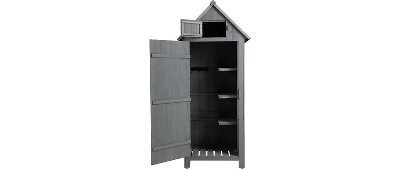Wooden Garden Shed 3-tier Patio Storage Cabinet Outdoor Organizer Wooden Lockers with Fir Wood