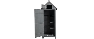 Wooden Garden Shed 3-tier Patio Storage Cabinet Outdoor Organizer Wooden Lockers with Fir Wood