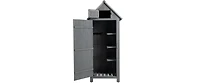Wooden Garden Shed 3-tier Patio Storage Cabinet Outdoor Organizer Wooden Lockers with Fir Wood