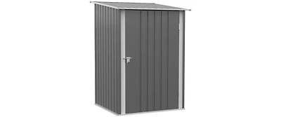 5 X 3 Ft Outdoor Storage Shed, Galvanized Metal Garden Shed With Lockable Doors, Tool Storage Shed For Patio Lawn Backyard Trash Cans