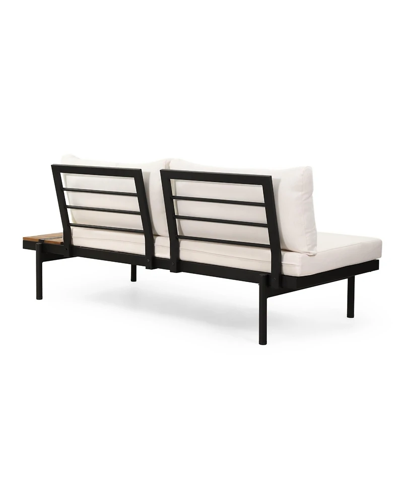 2-Seater Sofa with Iron Frame and Acacia Wood Accents