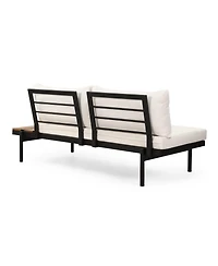 2-Seater Sofa with Iron Frame and Acacia Wood Accents