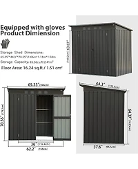 Outdoor Garden Shed Metal Utility Tool Storage Room with Latches and Lockable Door for Balcony
