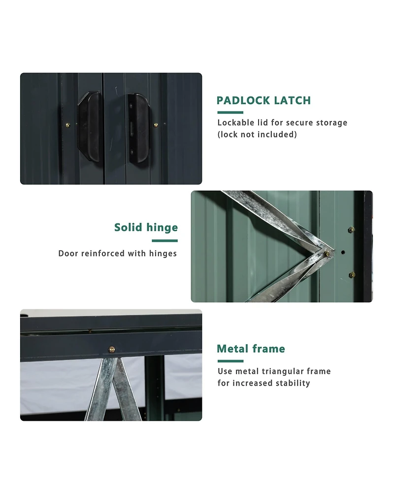 Garbage Bin Shed Stores 2 Trash Cans Metal Outdoor Bin Shed for Garbage Storage