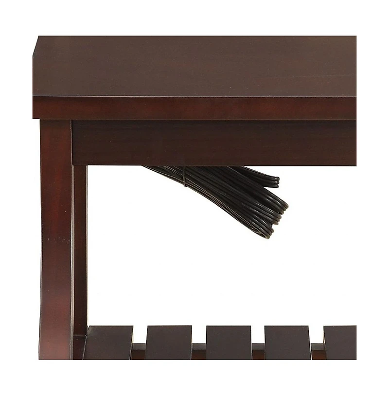 Modern Wooden End Table with Usb Ports and Storage Compartment