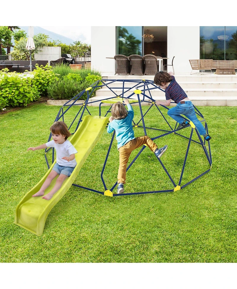 13.3 Ft Climbing Dome Geometric Dome Climber with Extended Wavy Slide and 2 Rest Platforms