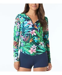 Beach House Sport Emerge Long Sleeve Ruched Zip Front One Piece Swimsuit