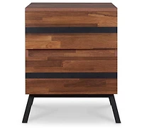 Industrial Wood and Iron End Table with Two Drawers