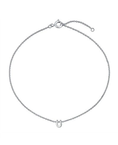 Bling Jewelry Tiny Block Letter Alphabet Initial A-z Dainty Anklet Ankle Bracelet .925 Sterling Silver 9 Inch