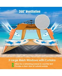 3-4 Person Easy Pop Up Beach Tent Upf 50+ Portable Sun Shelter