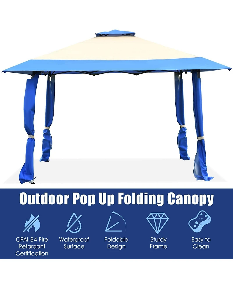 13 x Feet Pop Up Gazebo Tent with Carry Bag for Patio Garden
