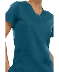 Medichic Women's Eleanor 3-Pocket Stretch V-Neck Scrub Top Shocking Pink Medium