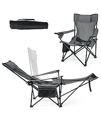 Camping Lounge Chair with Detachable Footrest Adjustable Backrest