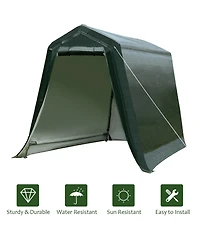 Outdoor Carport Shed with Sidewalls and Waterproof Ripstop Cover