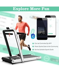 4.75HP 2 In 1 Folding Treadmill with Remote App Control-White