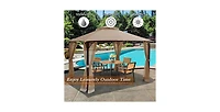 12 x 10 Feet Outdoor Double Top Patio Gazebo with Netting