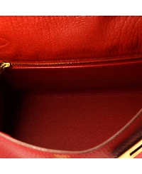 Pre-Owned Hermes Kelly 28 Handbag Red Chevre de Coromandel with Gold Hardware