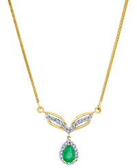 Emerald (3/4 ct. t.w.) & Diamond (1/3 ct. t.w.) Teardrop Halo Fancy 16" Statement Necklace in 14k Gold