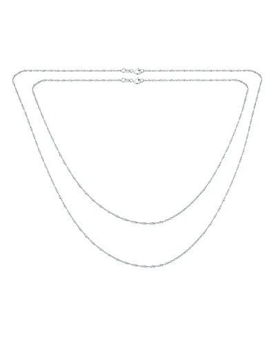 Bling Jewelry Set of 2 Thin 1.5MM Sterling Silver Singapore Rope Chain Necklace Made in Italy 20 & 24 Inch