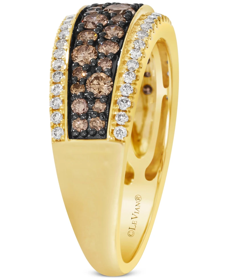 Le Vian Chocolate Diamond & Nude Diamond Multirow Ring (7/8 ct. t.w.) in 14k Gold
