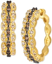 Le Vian Nude Diamond & Chocolate Diamond Wavy Small Hoop Earrings (3/4 ct. t.w.) in 14k Gold, 0.79"