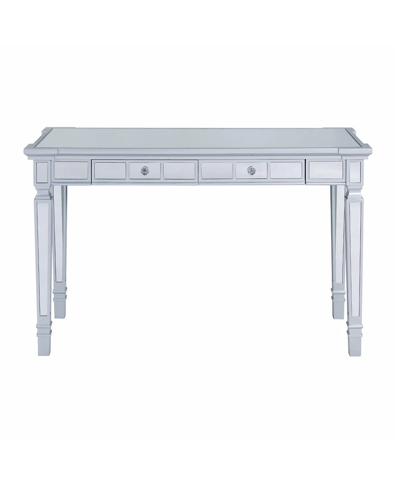 47" Silver Mirrored Writing Desk With Two Drawers