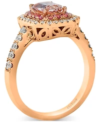 Le Vian Peach Morganite (1 ct. t.w.), Passion Fruit Tourmaline (1/3 ct. t.w.), & Nude Diamond (3/8 ct. t.w.) Halo Ring in 14k Rose Gold