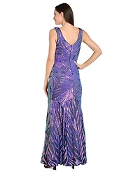 R & M Richards Petite Sequin Embellished Sleeveless Gown