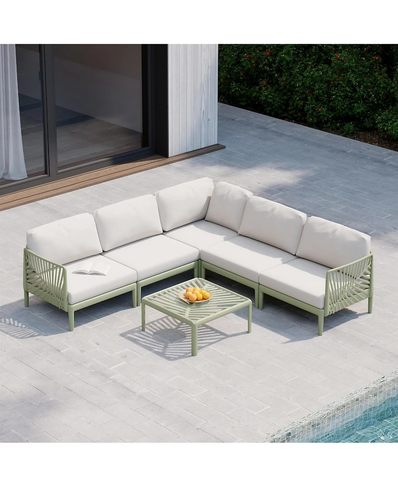 Modern -Piece Polypropylene Resin Modular L Shaped Corner Patio Furniture Sectional