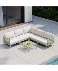 Modern -Piece Polypropylene Resin Modular L Shaped Corner Patio Furniture Sectional
