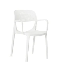 Outdoor Stackable Plastic Resin Patio Dining Armchair (Set of 2)