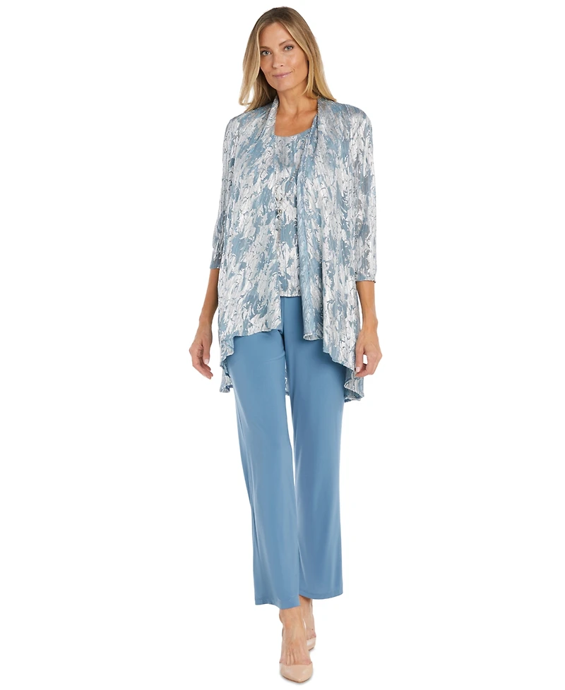 R & M Richards Petite Metallic Swing Jacket, Tank and Pants 3-Pc. Set