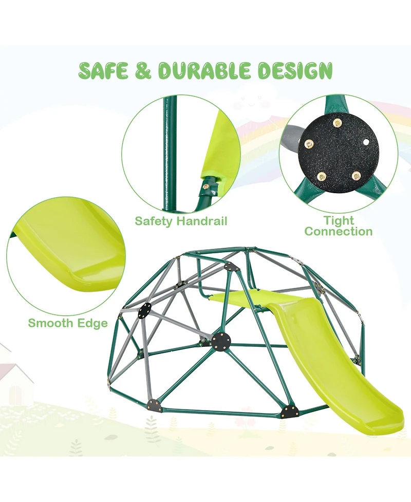 Kids Climbing Dome with Slide and Fabric Cushion for Garden Yard