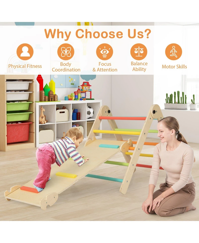 7-in-1 Indoor Climbing Toys for Toddlers with Reversible Ramp
