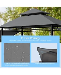 13.5 x 4 Feet Patio Bbq Grill Gazebo Canopy with Dual Side Awnings