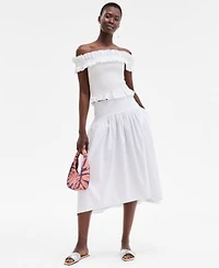 On 34th Womens Off The Shoulder Smocked Top Drop Waist Midi Skirt Exclusively At Macys