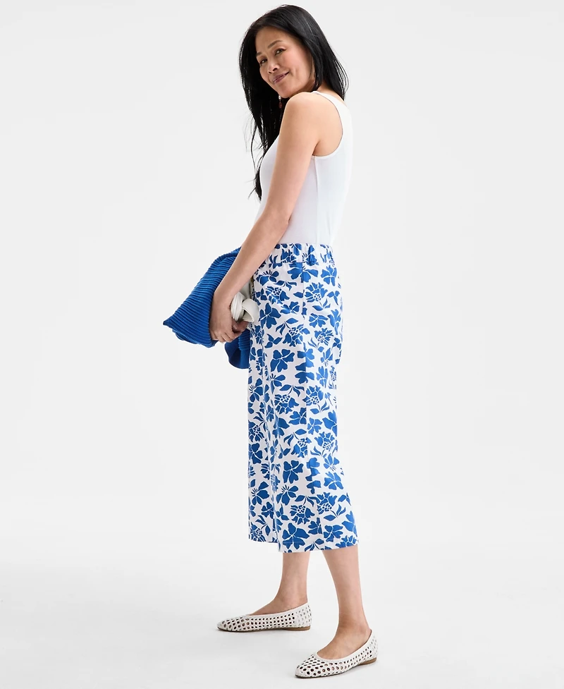 Style & Co Petite Floral Spark Printed Cotton Cropped Pants, Exclusively at Macy's