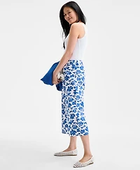 Style & Co Petite Floral Spark Printed Cotton Cropped Pants, Exclusively at Macy's