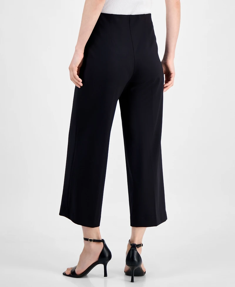 Anne Klein Women's High-Rise Pull-On Crop Wide-Leg Pants