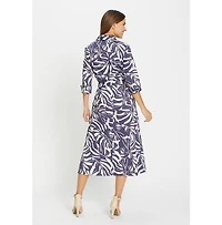 Olsen Women's Palm Print A-Line Midi Shirt Dress