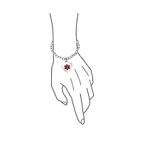 Bling Jewelry Link Chain Red Medical Id Bracelet with Heart Tag Silver Tone 7-7.5 Inch