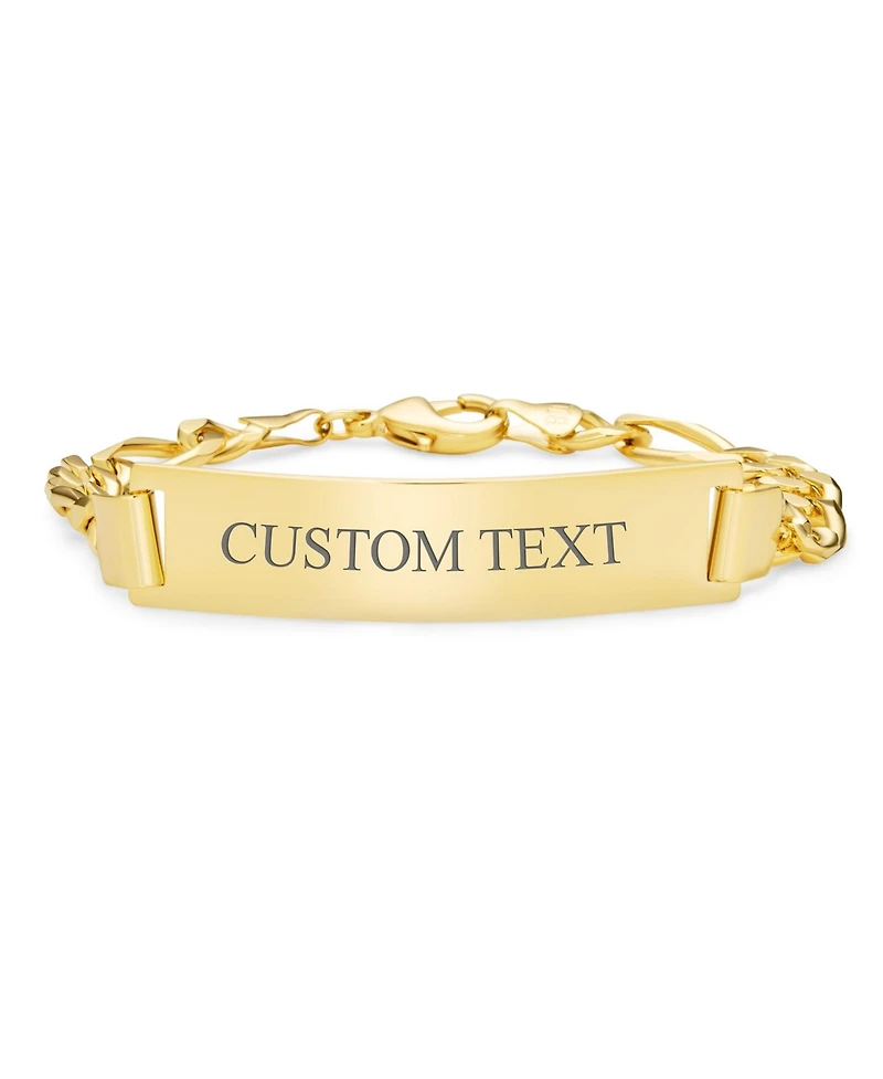 Bling Jewelry 18K Gold Plated Figaro Chain Id Bracelet with Solid Name Bar