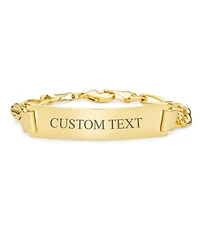 Bling Jewelry 18K Gold Plated Figaro Chain Id Bracelet with Solid Name Bar
