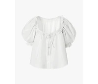 WeWoreWhat Women's Puff Sleeve Button Up Top