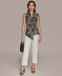 Donna Karan New York Women's Sleeveless Printed V-Neck Top
